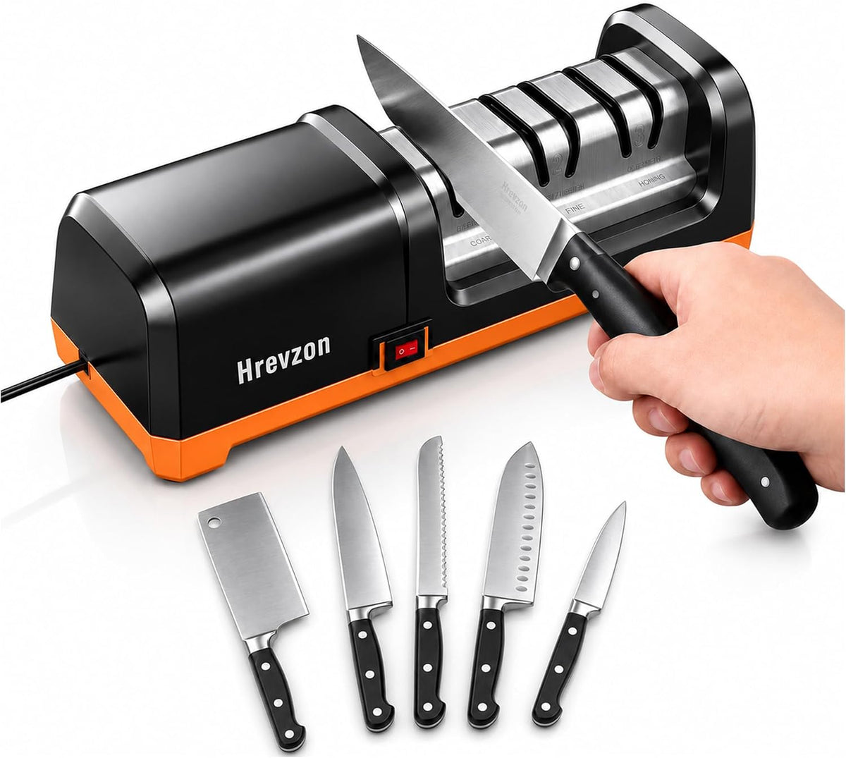 Electric Knife Sharpener 100% Diamond Abrasives, 3 Stages Knife Sharpener