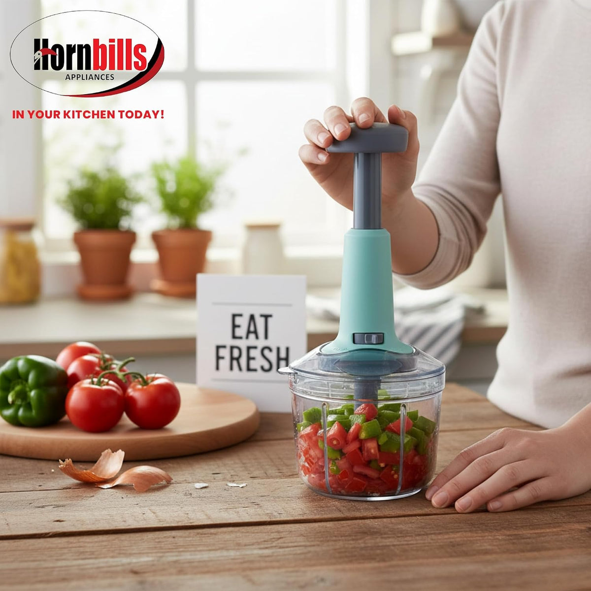 Push Chopper with 4 Blades 1000 ML Handy & Compact Chopper