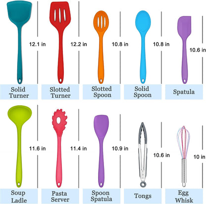 E-far 10 Pieces Silicone Cooking Utensils Set, Heat Resistant Kitchen Utensil Set for Nonstick Cookware, Kitchen Cooking Tools with Spatula, Spoon, Slotted Turner, Non-Toxic & Dishwasher Safe (Khaki)