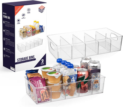 ClearSpace Plastic Pantry Organization and Storage Bins with Removable Dividers – Perfect Kitchen Organization or Kitchen Storage – Refrigerator Organizer Bins, Cabinet Organizers (4 Pack XL)