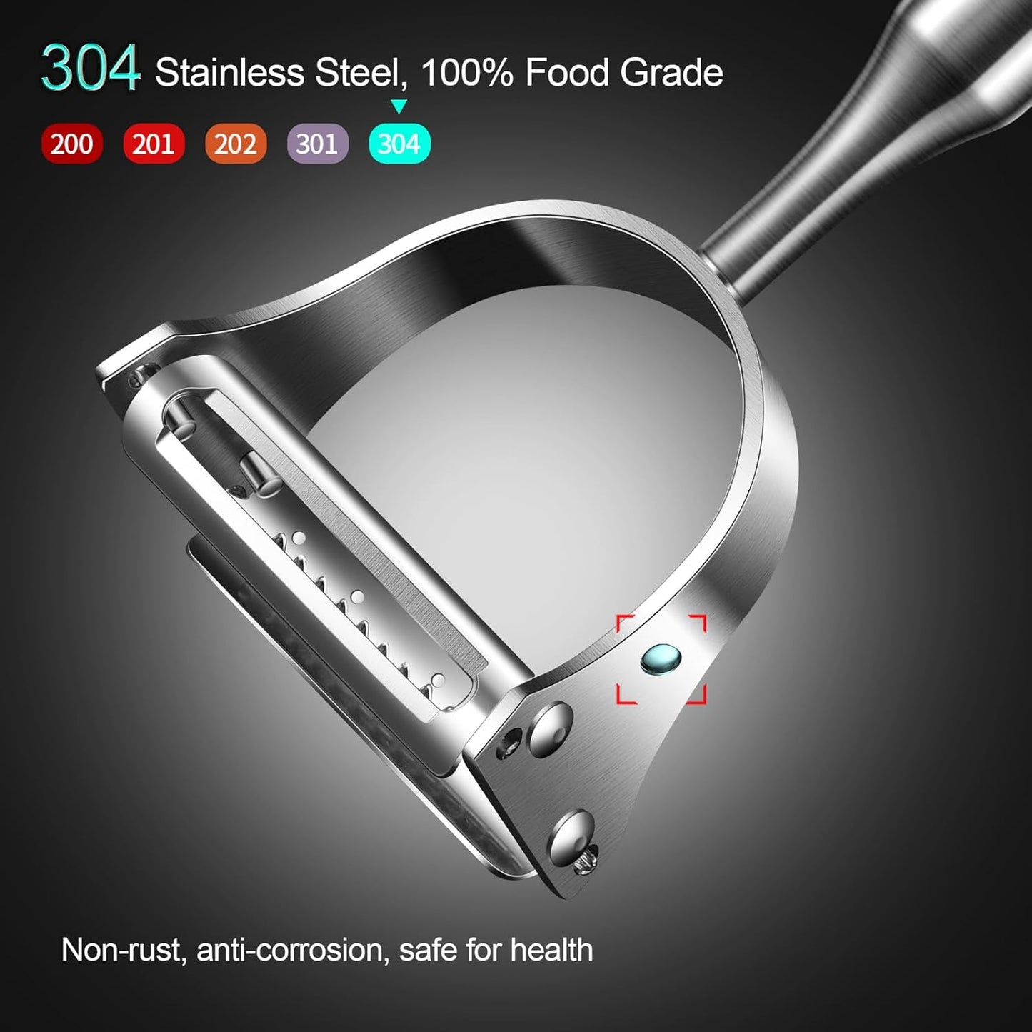 2 in1Julienne Vegetable Peeler,Stainless Steel Silver | Multi functional Peeler one-piece metal construction prevents the blades from wobbling or becoming loose after prolonged use