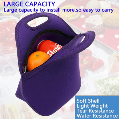 FlowFly Neoprene kids Lunch box Insulated Soft Bag Mini Cooler Thermal Meal Tote Kit for Boys, Girls,Men,Women,School,Work, Office,Black