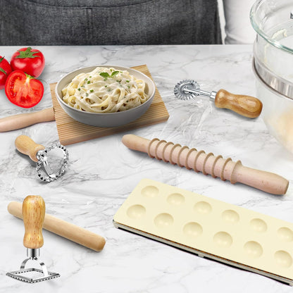 Pasta Making Tools Set, Pasta Making kit Includes 12 Pcs Pasta Making Tools Pasta Making Accessories Wooden Pasta Roller