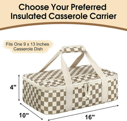 Insulated Casserole Carrier, Portable Casserole Carrier for Hot or Cold Food Lunch Tote Warmer or Cooler Bag, Lasagna Lunch Bag for Potluck Parties- Fits 9" x 13" Baking Dish-Charcoal Grey