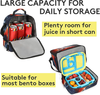 Tilami Lunch Bags Insulated Adjustable Strap Zipper, Two Compartments Cooler Bags, Bento Bags for Kids Toddlers (Blue)