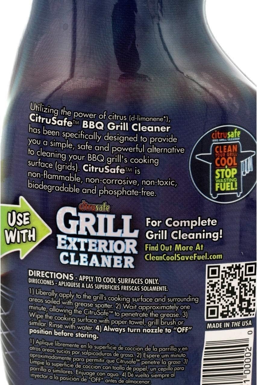 Grill Cleaning Spray - BBQ Grid and Grill Grate Cleanser by Citrusafe (3, 23oz)