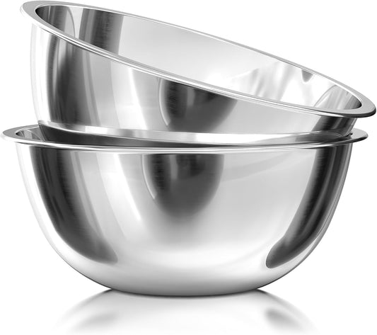 Stock Your Home Large Mixing Bowl, 8 Quart Stainless Steel Bowl, 2 Pack