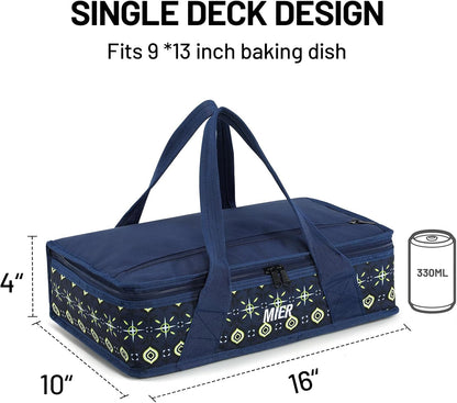 MIER Insulated Casserole Carrier for Hot or Cold Food Thermal Food Carrier Bag for Lasagna Potluck Parties Picnic Cookouts, Fits 9"x13" Baking Dish/Foil Pan, Red