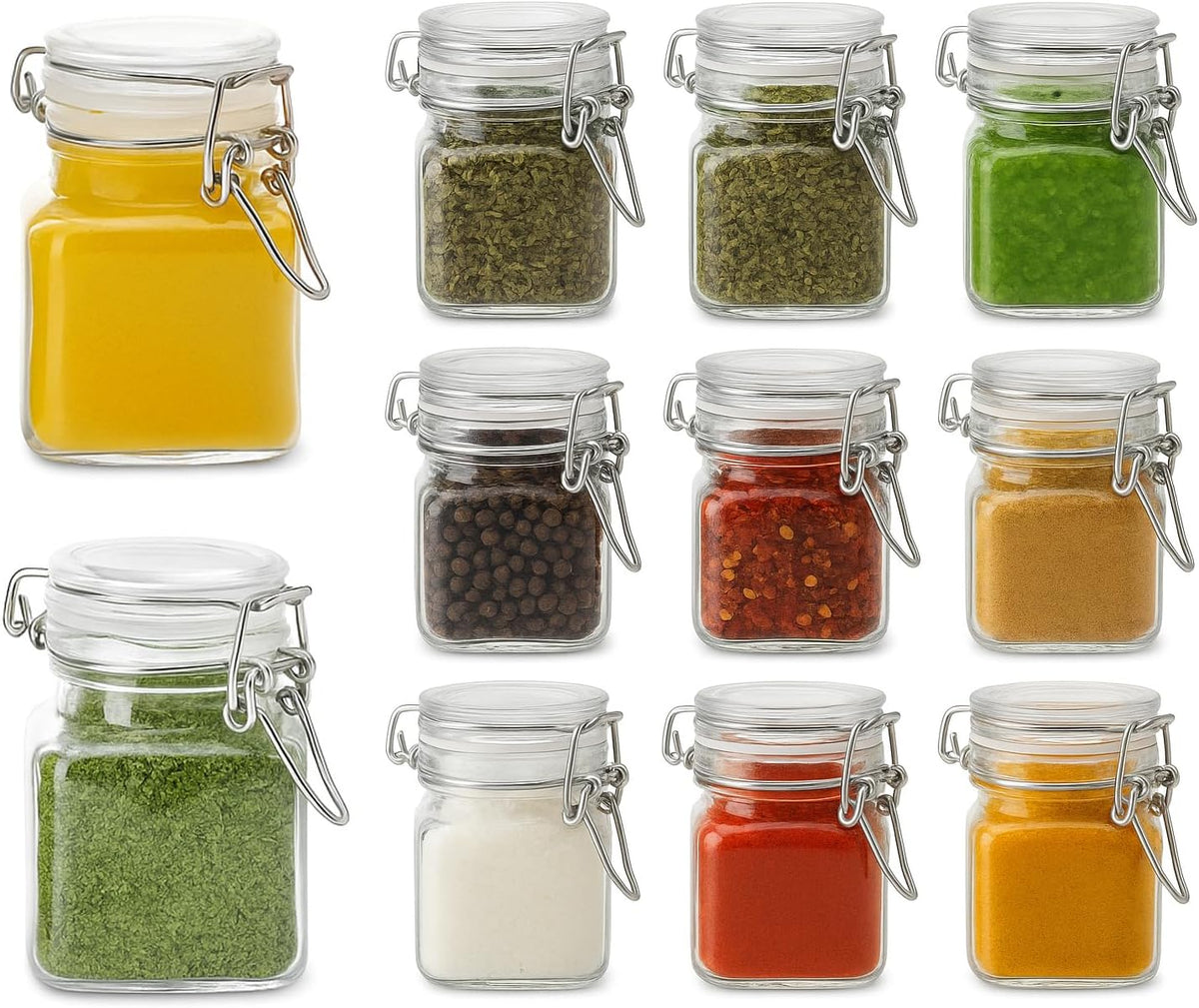 Spice Jars Set of 6, 4 oz Glass Spice Jars with Airtight Lids and Labels, Small Seasoning Jars for Spices, Herbs, Kitchen Spice Organizer