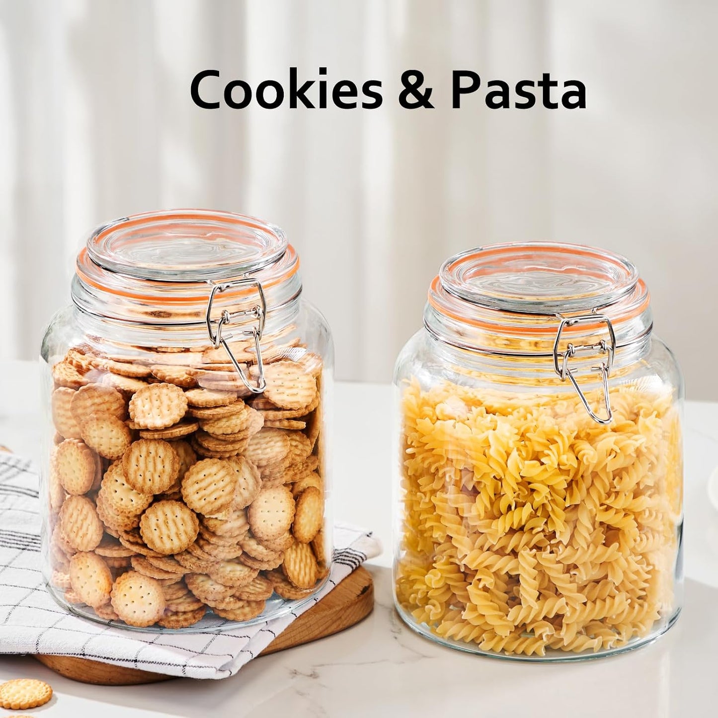 1 Gallon Glass Jars, Wide Mouth Airtight Lids, Food Storage 2 Pack