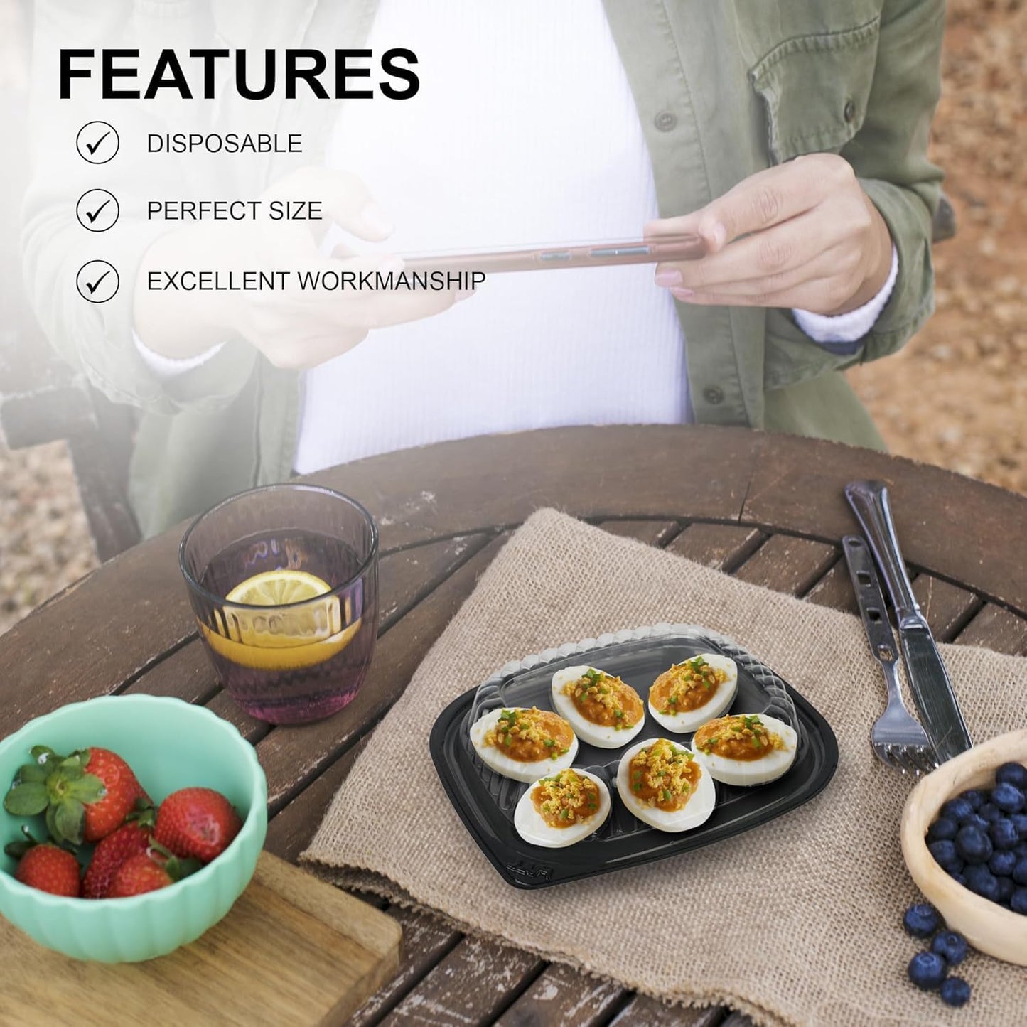 MT Products Clear Deviled Egg Containers Holds 12 Eggs 10.2" x 7.4" x 1" - Durable Egg Platter Tray (Pack of 12) - Made in the USA