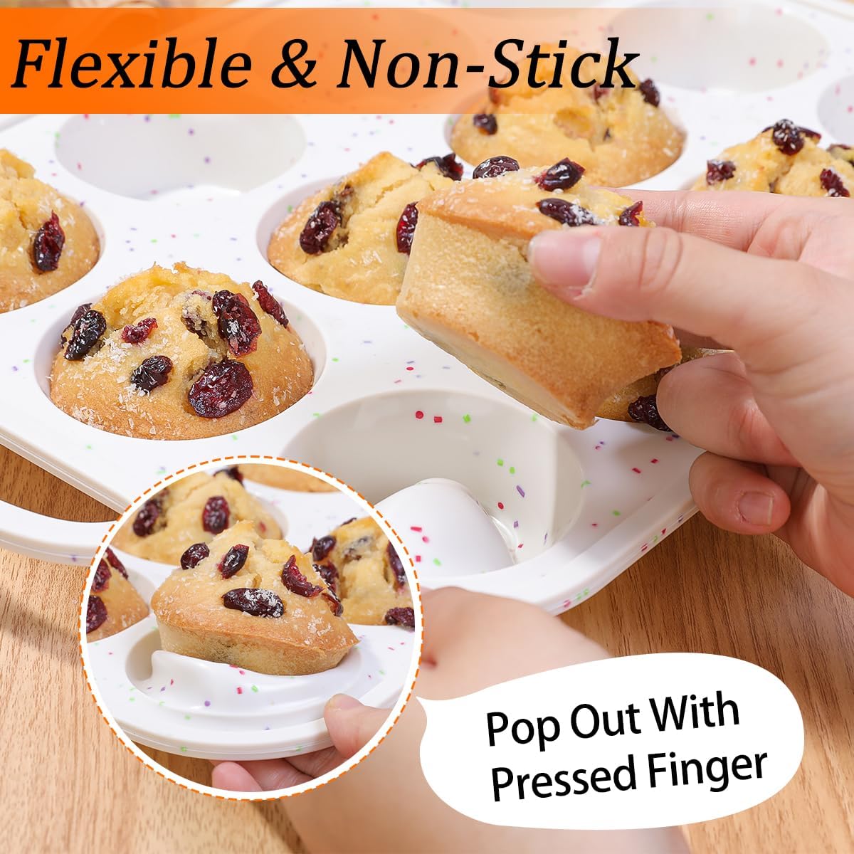 CAKETIME Mini Muffin Pan, Metal Reinforced Frame Mini Cupcake Pans 24 Cups Nonstick Muffin Silicone Molds with Handle for Baking Muffins, Cupcakes, Egg Bites 2 Pack