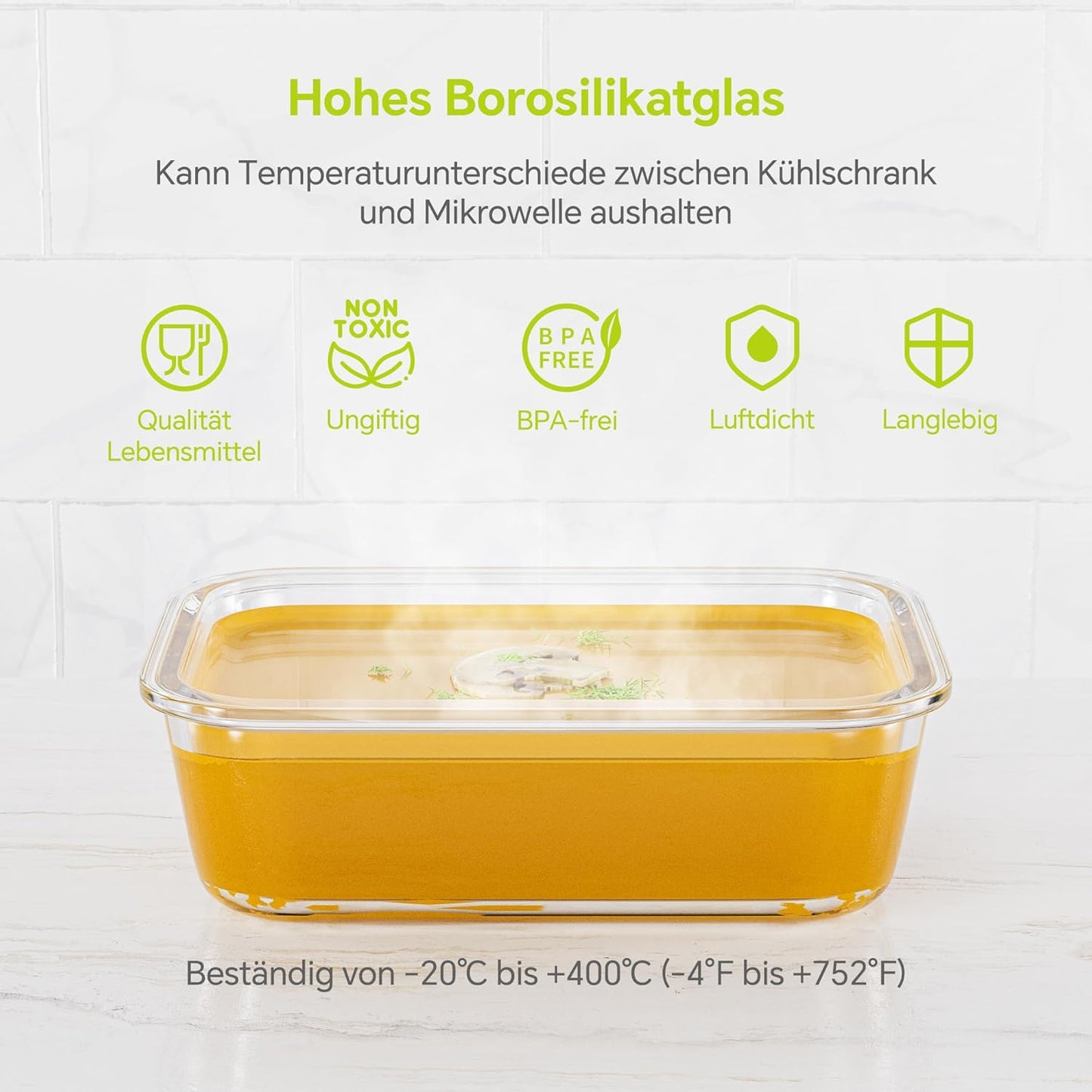 5-Pack 35 oz Borosilicate Glass Food Storage Containers with Lids, Stackable Airtight Glass Meal Prep Containers for Lunch & Leftover, BPA-Free & Leak Proof, for Microwave, Oven, Dishwasher
