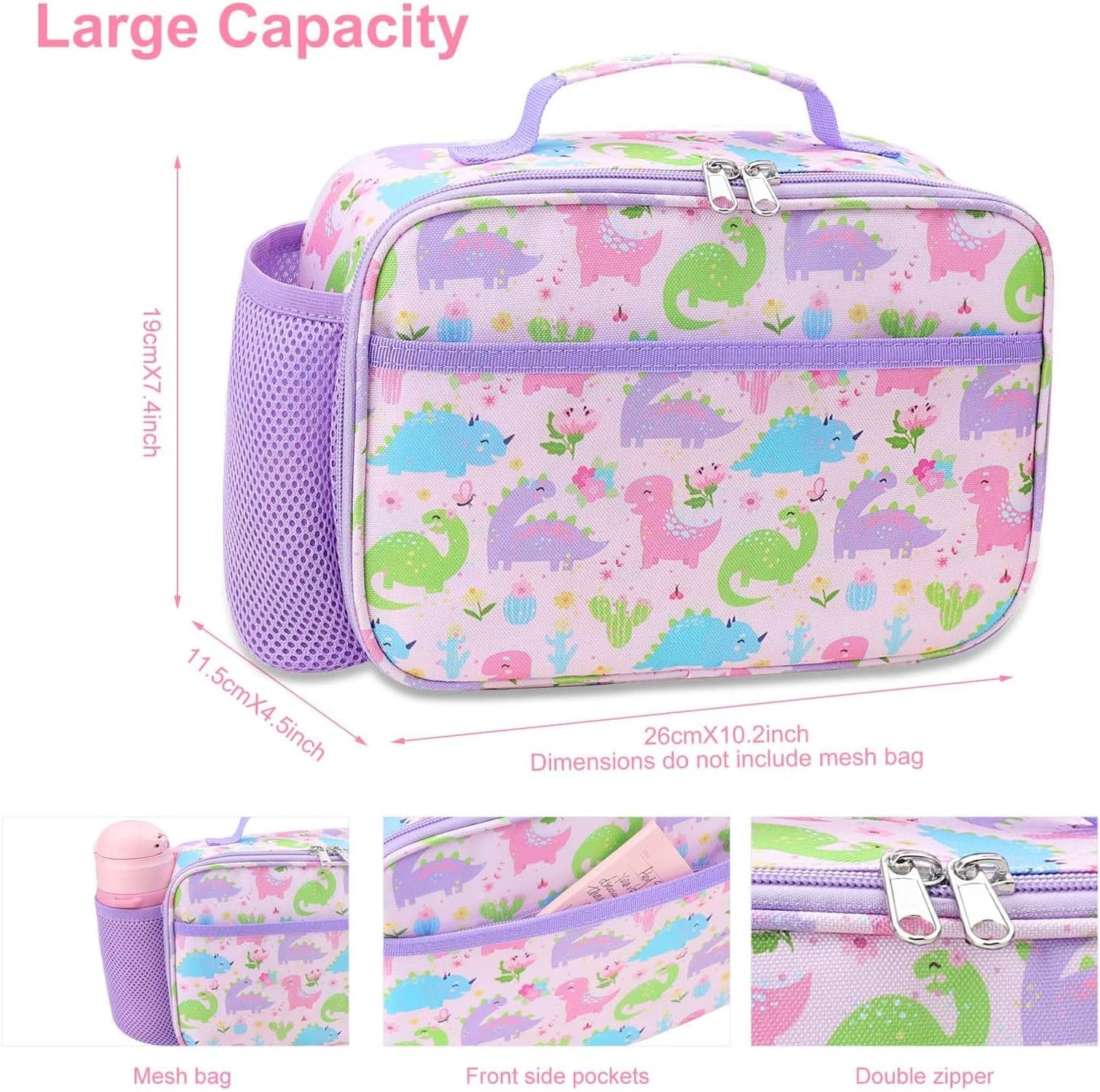 RHCPFOVR Kids Lunch Bag - Insulated Lunch Box for Boys Girls,Washable Lunch Bag and Reusable Toddler Leak-proof Lunchbox for School and Daycare - Colors B
