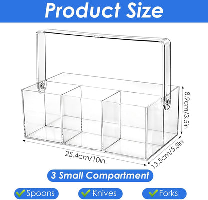 2 Pack Silverware Organizer, Paper Plate Holders, Cutlery and Flatware Caddy for Countertop, Table, Buffet, and Picnic - Acrylic Party Utensil Holder for Knives, Forks, Spoons, Plates, Napkins