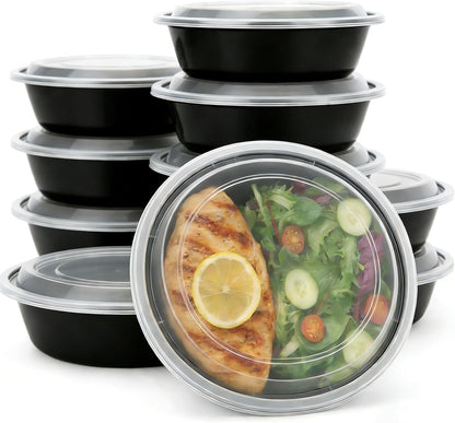 50 Pack (100-Piece) Meal Prep Containers with Lids, Reusable 2-Compartment Food Storage, Sturdy Leakproof, Food Safe, Microwave Freezer Dishwasher Safe, To-Go Takeout Plastic Containers – 60828