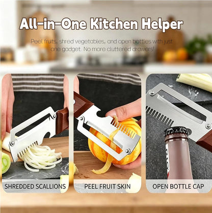 2PCS Vegetable Peeler with Bottle Opener and Green Onion Shredder