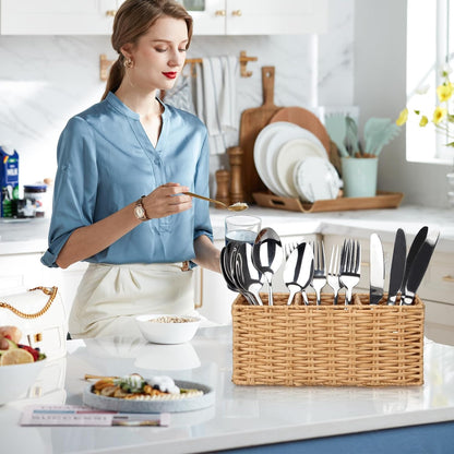 Ayiaren Grey Plastic Cutlery Silverware Holder Small Utensil Organizer Holders for Kitchen Counter Party Flatware Caddy Table Silverware Organizer Basket Spoon Knife Fork Holder Picnic Utensil Caddy