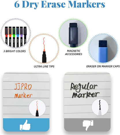 JJPRO Magnetic Dry Erase Calendar for Refrigerator-Reusable Monthly Calendar Starts Monday,Weekly Planner&to Do List for Fridge-Magnetic Monthly,Weekly Planner&List 2pcs-16.5x11"