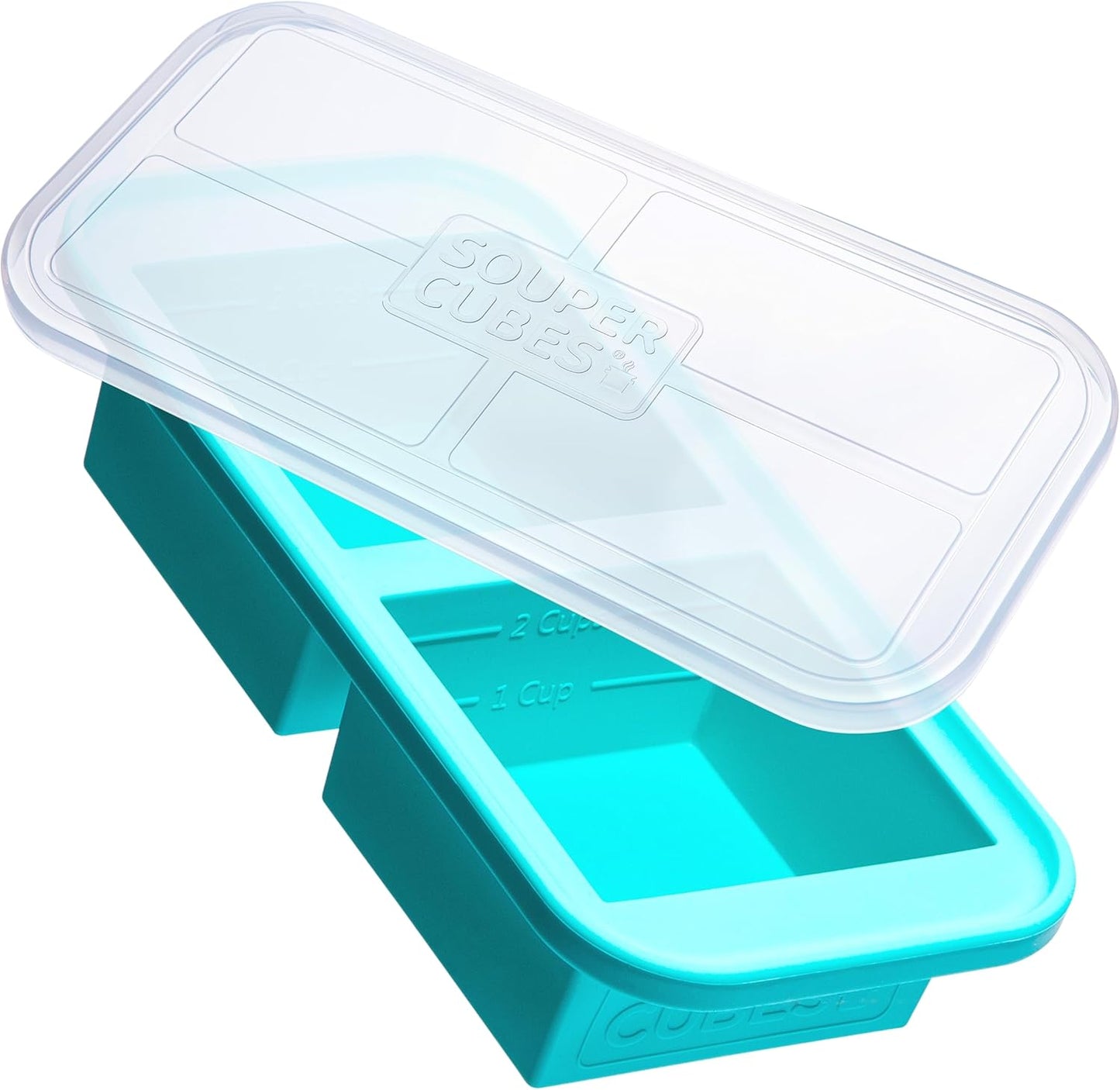 Souper Cubes 2 Cup Silicone Freezer Tray with Lid, Perfect for Storing Lasagna, Leftovers, Sauces, Portioned Meals and More, Silicone Freezer Mold for Meal Prepping - Blueberry - 1-Pack