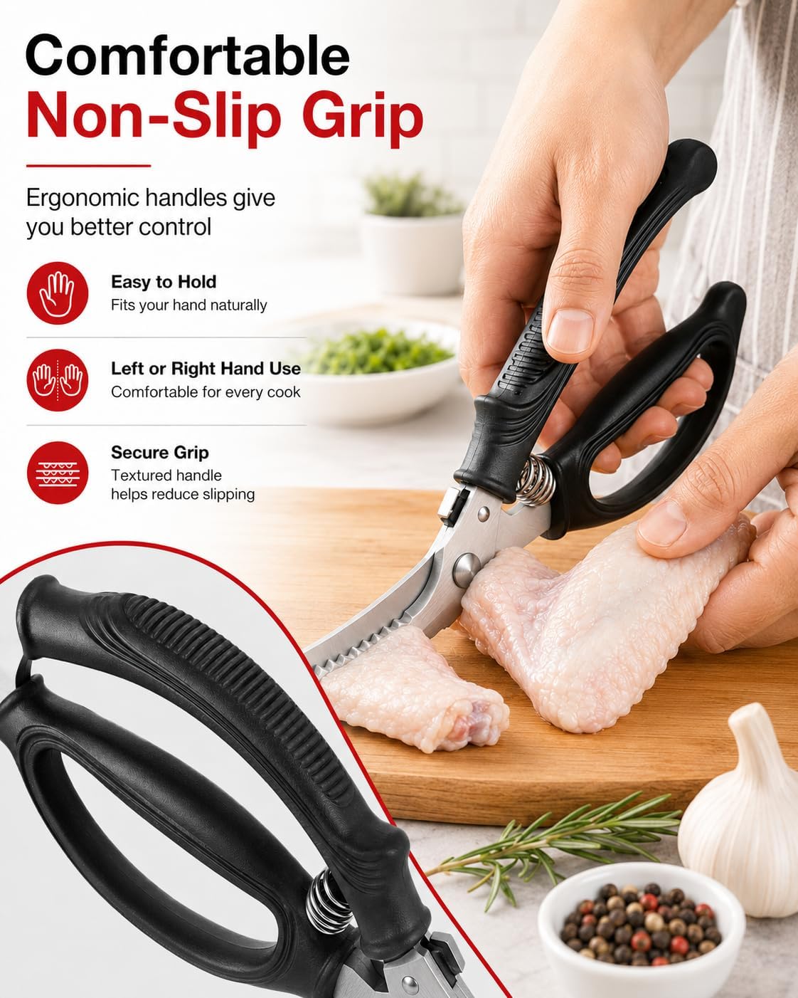Poultry Shears, Heavy Duty Kitchen Scissors for Chicken & Turkey