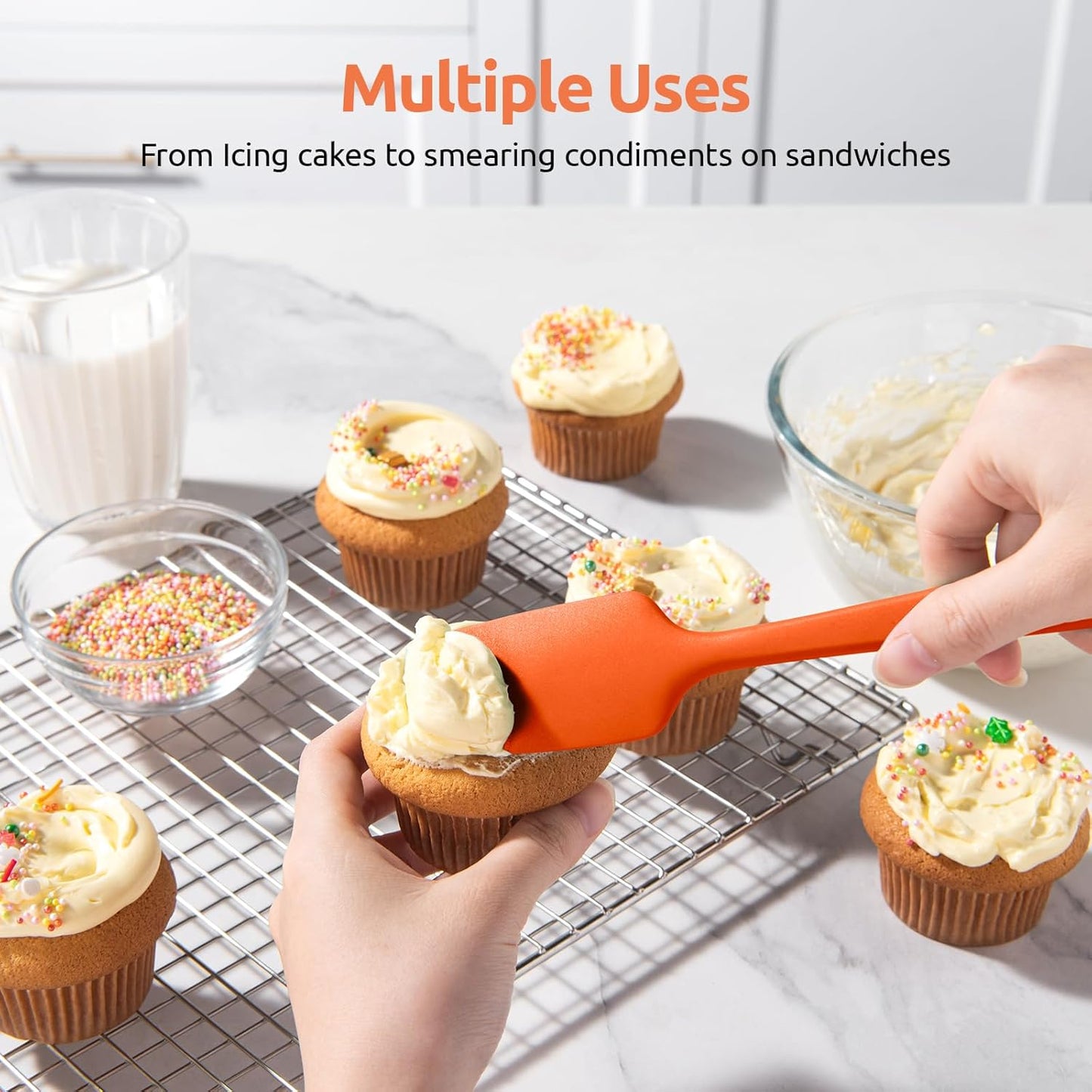U-Taste Silicone Spatula Set with 600 Degrees Fahrenheit Heat Resistant (Black)