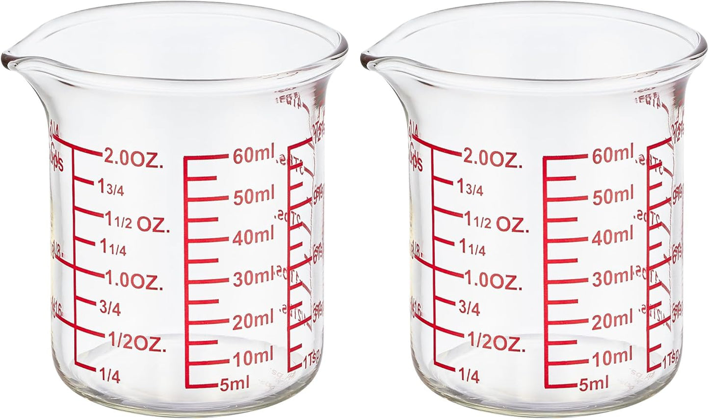 3 Piece Glass Measuring Cup Set, Includes 1/2-Cup, 1-Cup, and 2-Cup High Borosilicate Glasss Liquid Measuring Cups, Dishwasher, Freezer, Microwave, and Preheated Oven Safe, Essential Kitchen Tools