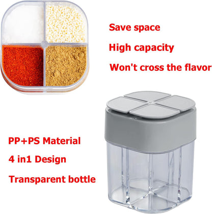 2 Pack Spice Container Salt and Pepper Seasoning Shaker Jars White Grey