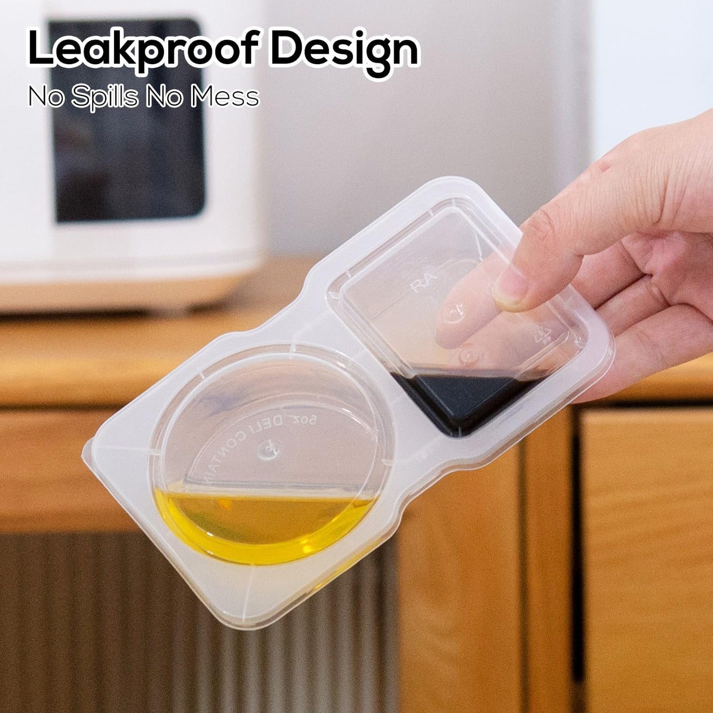 10 Sets Double Compartment Condiment Containers with Lid, Small Plastic Clear Container for Sauce Snack Refrigeration Outdoor Takeaway, Food Grade BPA-Free