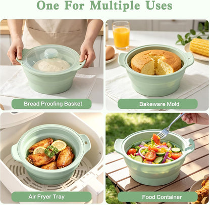 42oz Upgraded Silicone Foldable Microwave Steamer (Light Green)