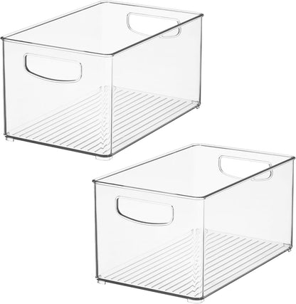 iDesign Stackable Clear Plastic Bin, 2-Pack | Kitchen Organizers and Storage, For Fridge and Pantry