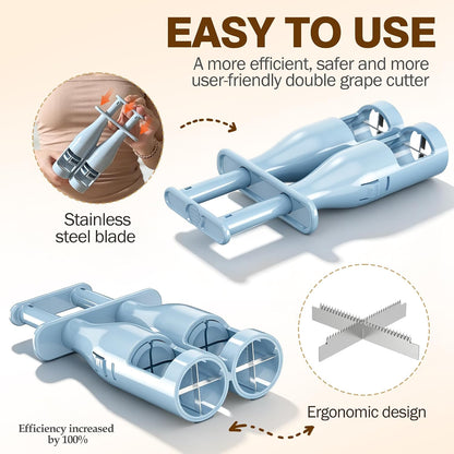 Double Barrel Grape Cutter for Toddlers, Slicer Tool for Fruits & Veggies