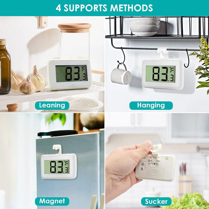 Digital Refrigerator Thermometer, Waterproof Freezer Room Thermometer,High Precision Fridge Alarm Thermometer with Hook for Kitchen Home,°C/°F Convertible