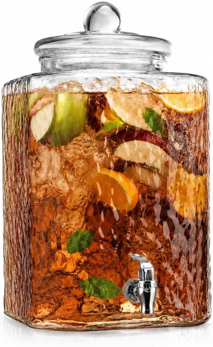 2 PACK 1.5 Gallon Drink dispenser, Glass Beverage Dispenser With Elegant Stand Stand, Drink Dispensers for Parties With Spigot 100% Leakproof. Perfect For Parties And Daily Use
