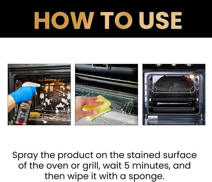 Oven & Grill Cleaner Spray, Removes Grease and Burnt-on from Stoves, Grates, and Barbecues, 3.38 fl oz
