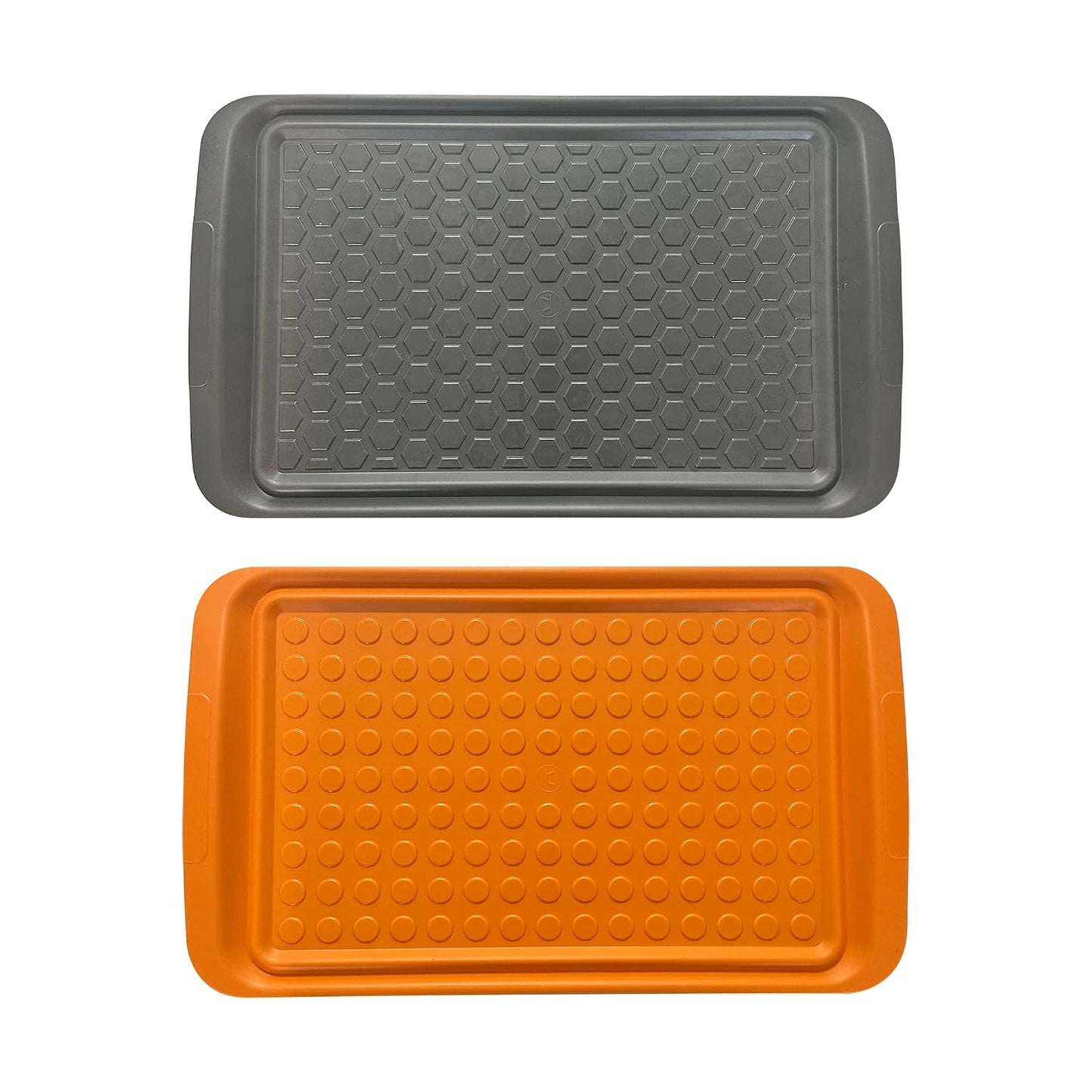 Outset Grill Prep Trays, Set of 2 Small Trays, 10.5" x 10.5", Orange and Black
