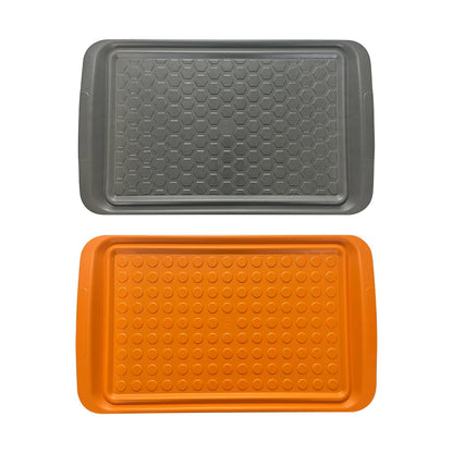 Outset Grill Prep Trays, Set of 2 Small Trays, 10.5" x 10.5", Orange and Black