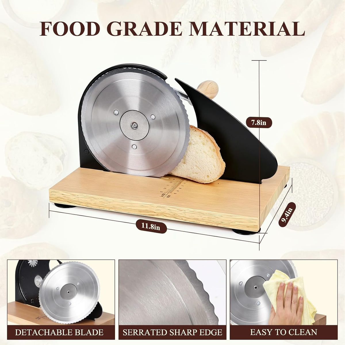 Manual Bread Slicer for Homemade Bread,Even Slicing from Thin to Thick
