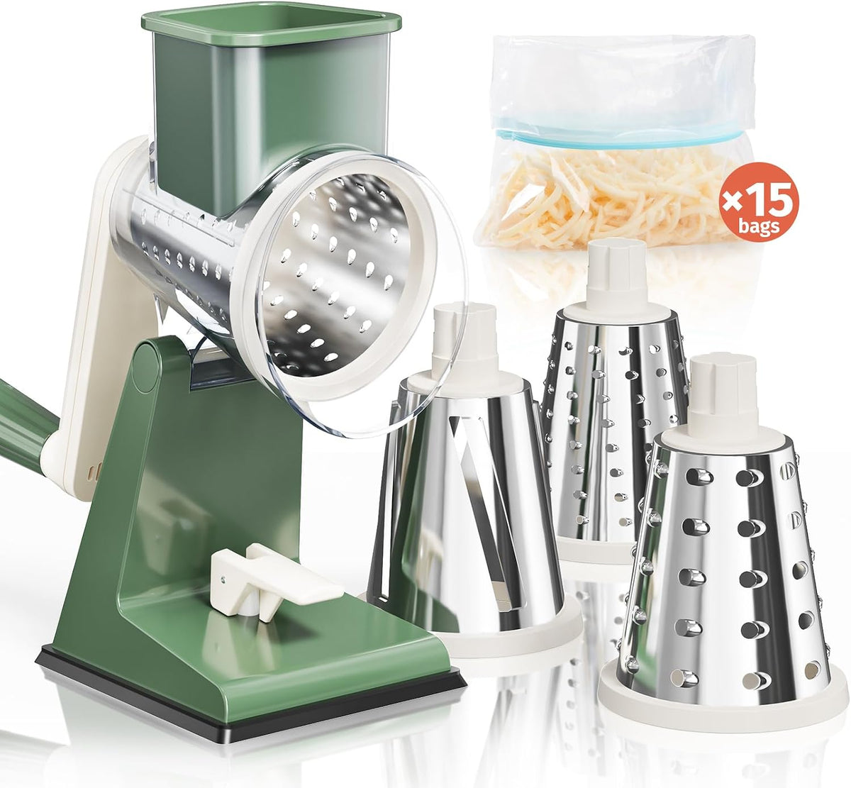 Upgraded Rotary Cheese Grater, Hand Crank, Pinkish Purple