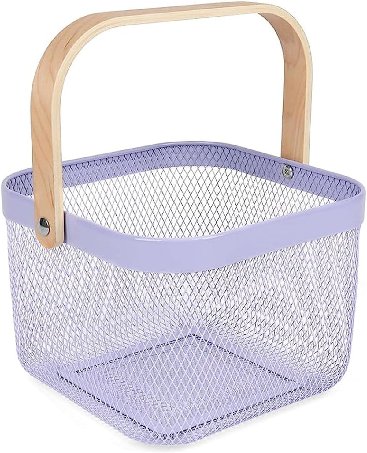 AJIODA Metal Mesh Wire Basket, Large Steel Basket with Wooden Handle Storage Organizer Basket Multi-functional Hanging Kitchen Baskets Fruit Baskets for Kitchen Bathroom Cabinet Pantry Snacks, Black