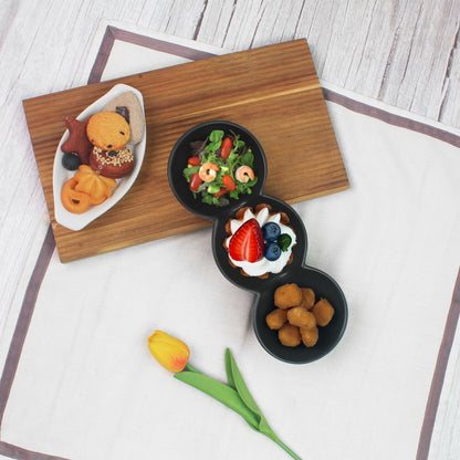 Ceramic 10.9 Inch Chips and Dip Set, Chips and Dip Divided Tray, Moisture Proof Cereal Bowl (for Salad, Pasta, Fruit, Sauce), Divided Moisture Proof Cereal Bowl Buffet Bowl Set
