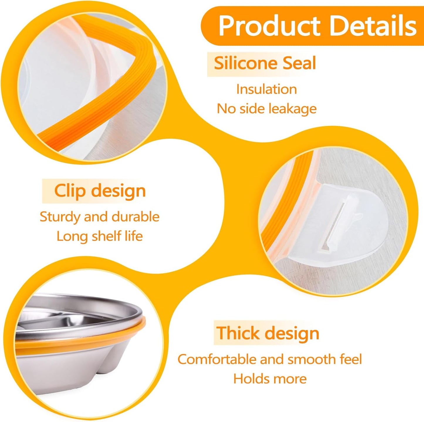 ASTIMESA Divided Serving Tray with Lid 6 Compartments, 10.4 Inch Stainless Steel Round Veggie Tray, Reusable Snack Box Container Fruit Platter Parties Fridge Food Storage Picnic (1 pcs)