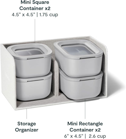 Caraway 13pc Glass Food Storage Container Set - Easy to Store, Non Toxic Lunch Box - with Glass Lids - Includes Storage Organizer - Mist