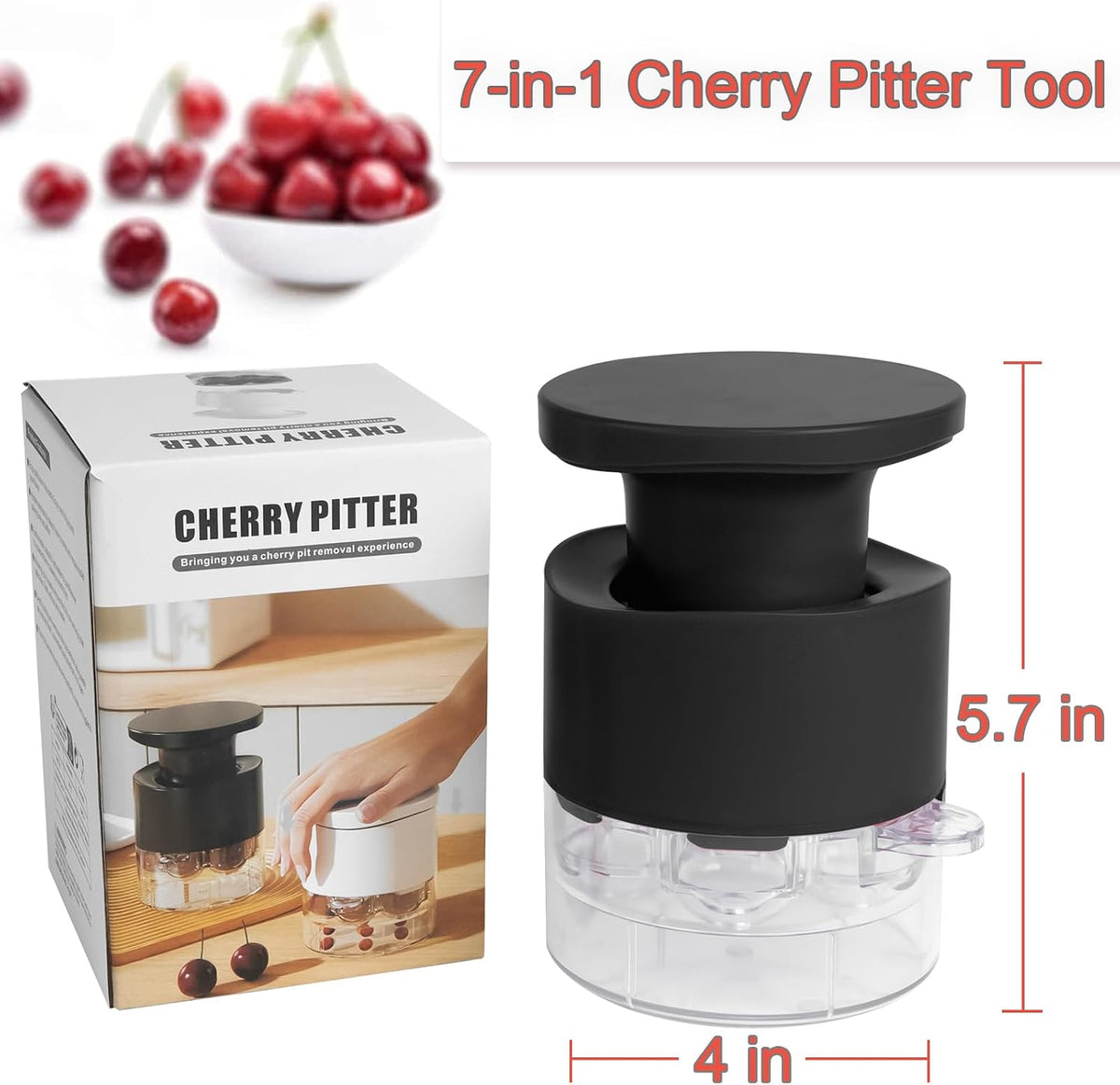 Cherry Pitter Tool,Cherry Pitter Cherry Stone Remover Tool for Making Cherry Jam Cherries Corer Pitter Tool，Cherry Pitter Olive Pitter with Space-Saving Lock Design, Black