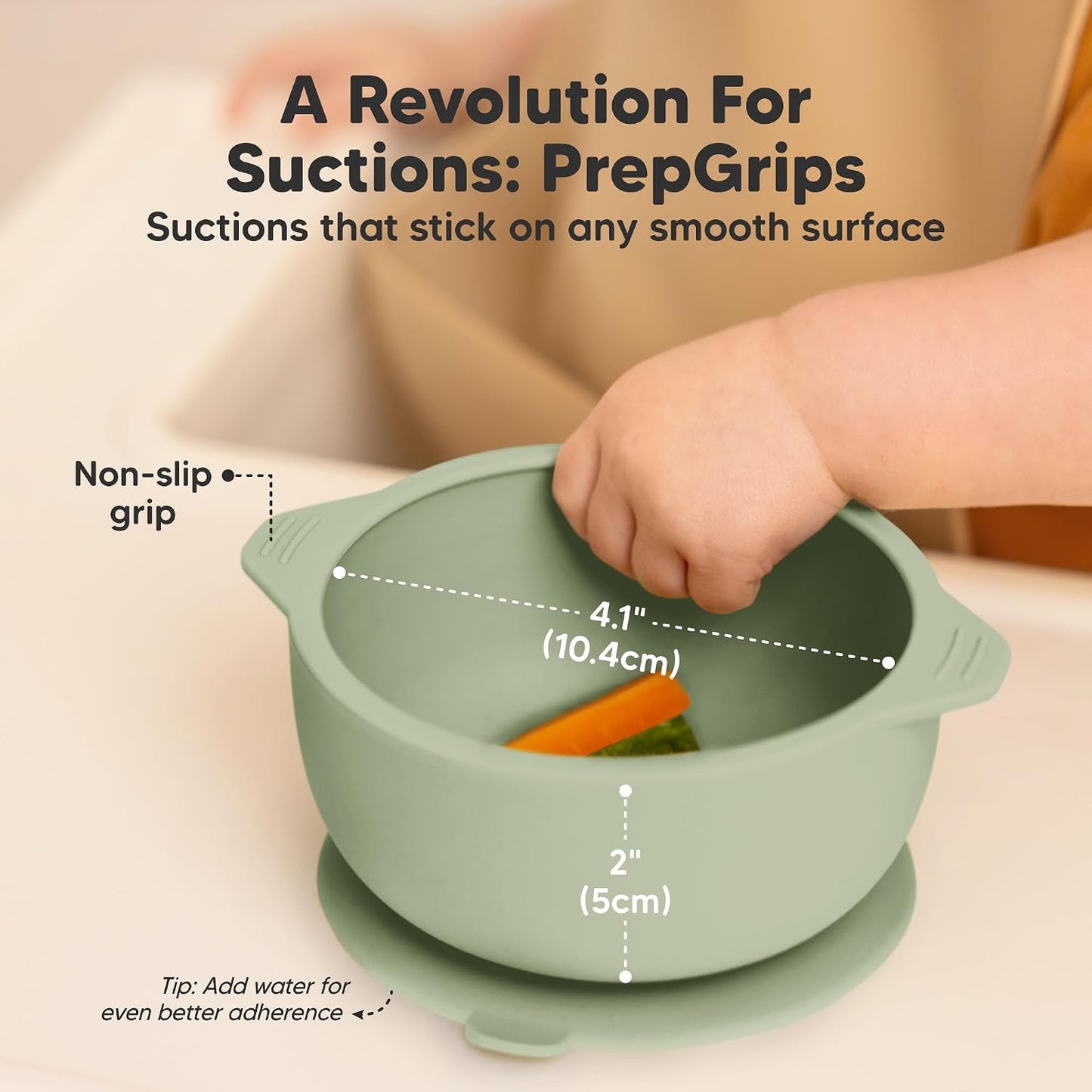 KeaBabies 2-Pack Baby Bowls with Suctions, Lids, Silicone (Terracotta)