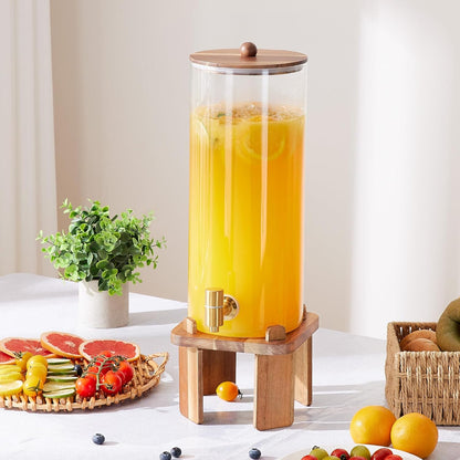 2 Gallon Large Drink Dispenser for Parties,Glass Beverage Dispenser with Stand,Glass Water Dispenser with Airtight Valve,Lemonade Dispenser for Fridge,Water, Juice,Punch,Cocktails,Ice Tea & Sun Tea-8L