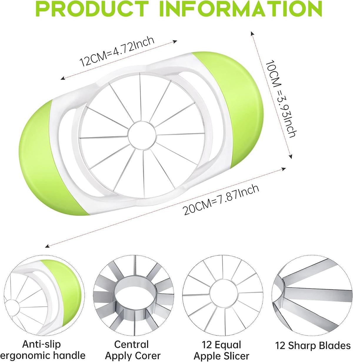 Supercenter Apple Cutter, Apple Corer and Slicer - 4.72 Inch Apple Slicer