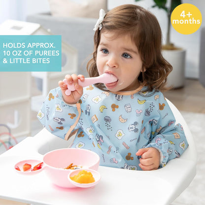 Bumkins Baby Bowl, Silicone Feeding Set with Suction for Baby and Toddler, Includes Spoon and Lid, First Feeding Set, Training Essentials for Baby Led Weaning for Babies 4 Months Up, Sage