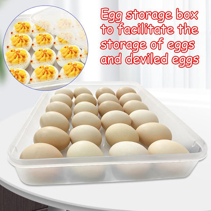 2-Layer Deviled Egg Carrier with Lid,Deviled Egg Trays with Handle,Stack Portable Stackable Trays,Clear Devil Egg Cotainer 48 eggs Holders, for Thanksgiving Day, Easter, Holiday,Parties and Kitchen