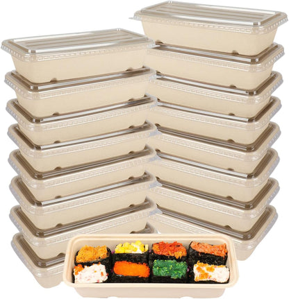 16oz disposable 3 compartments Sugarcane Fibers bowls with lid take away food containers Meal Prep Bowls 25 Pack